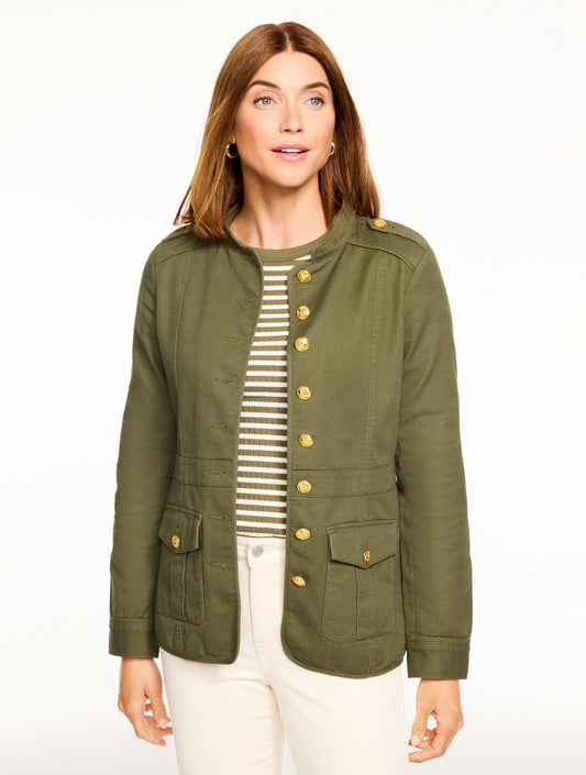SLUB TWILL MILITARY JACKET | Talbots