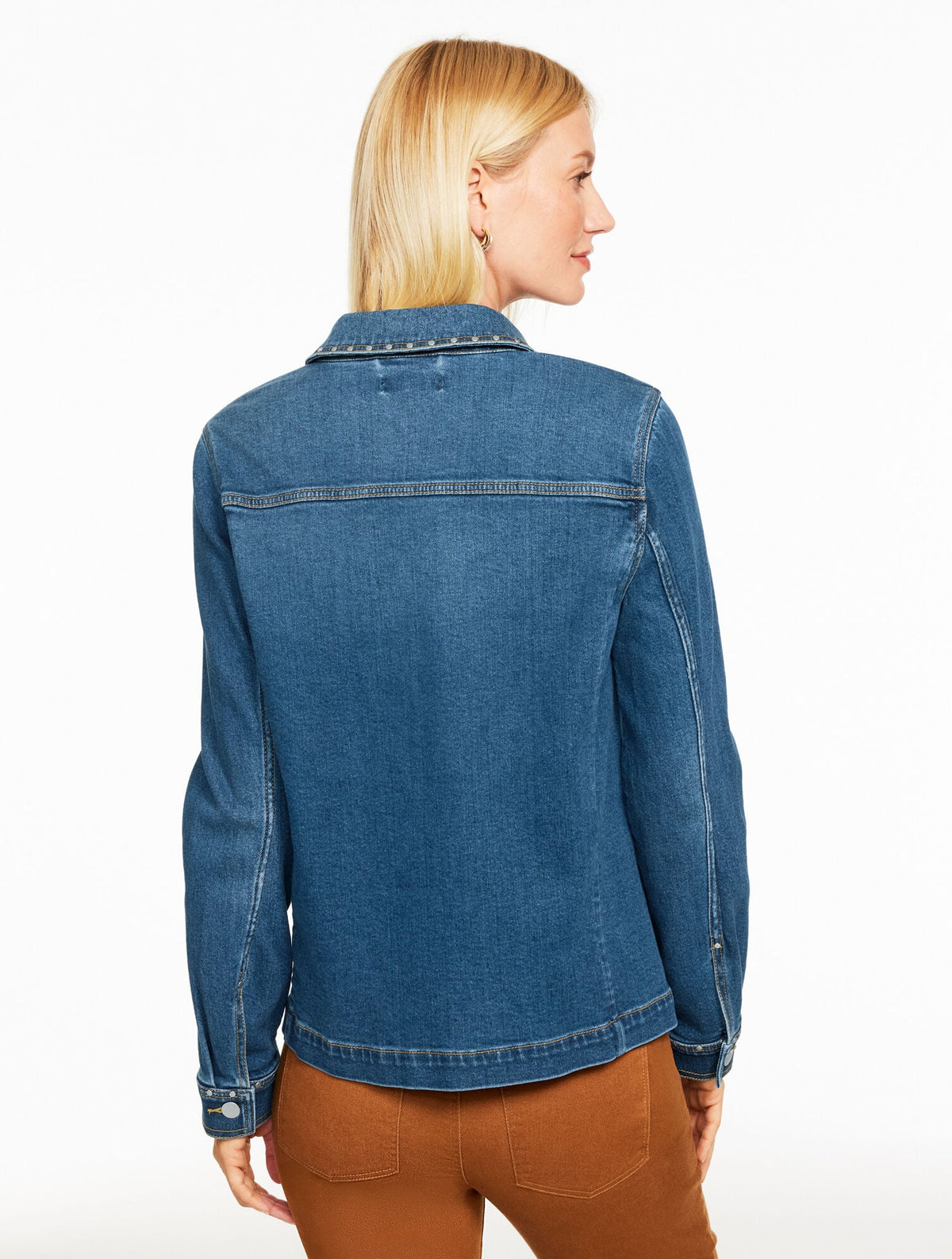 STUDDED DENIM SHIRT JACKET - BLEEKER WASH | Talbots