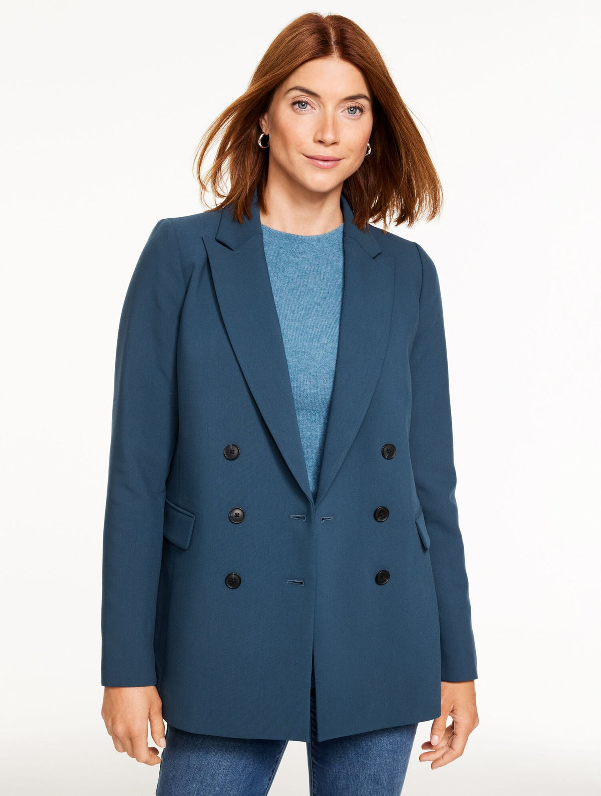 DOUBLE BREASTED TWILL BLAZER | Talbots