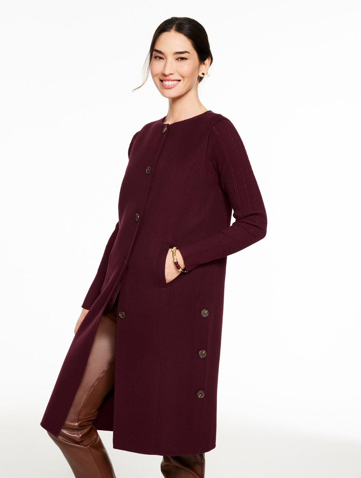 DOUBLE FACE WOOL BLEND TOPPER VEST | Talbots