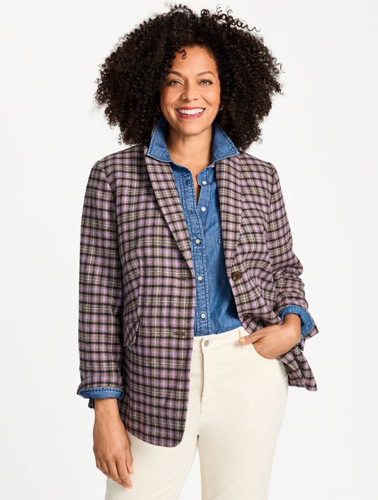PLUS EXCLUSIVE PEMBERLEY PLAID CLASSIC BLAZER | Talbots