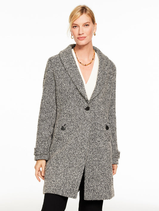 SHAWL COLLAR COAT - SNUG CHEVRON | Talbots
