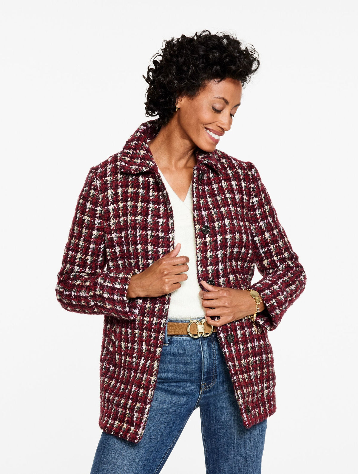 BRONTE MULTICHECK COAT | Talbots