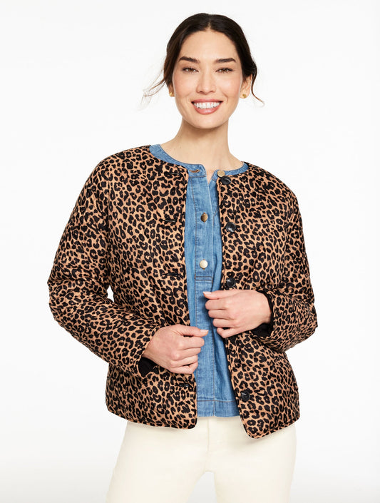 QUILTED REVERSIBLE JACKET - ALLOVER ANIMAL | Talbots