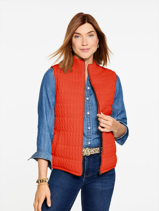 CABLE KNIT QUILTED VEST | Talbots