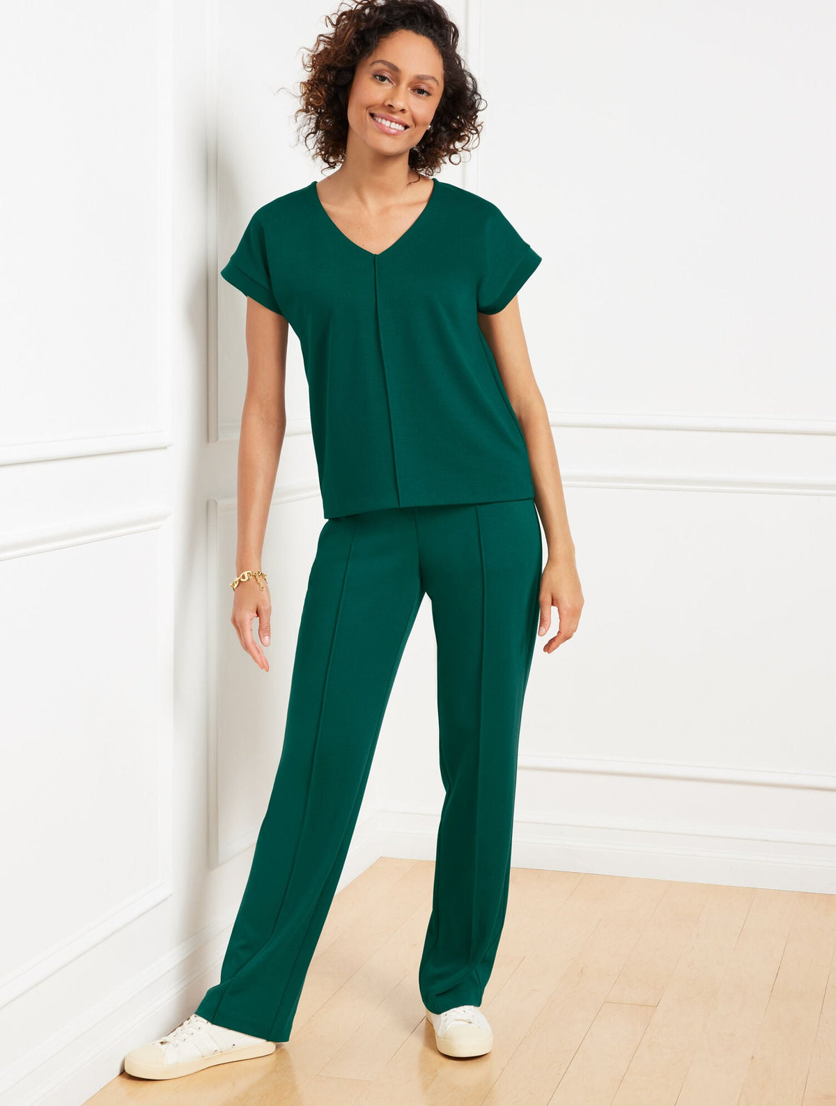 PASSPORT PONTE V-NECK PULLOVER | Talbots
