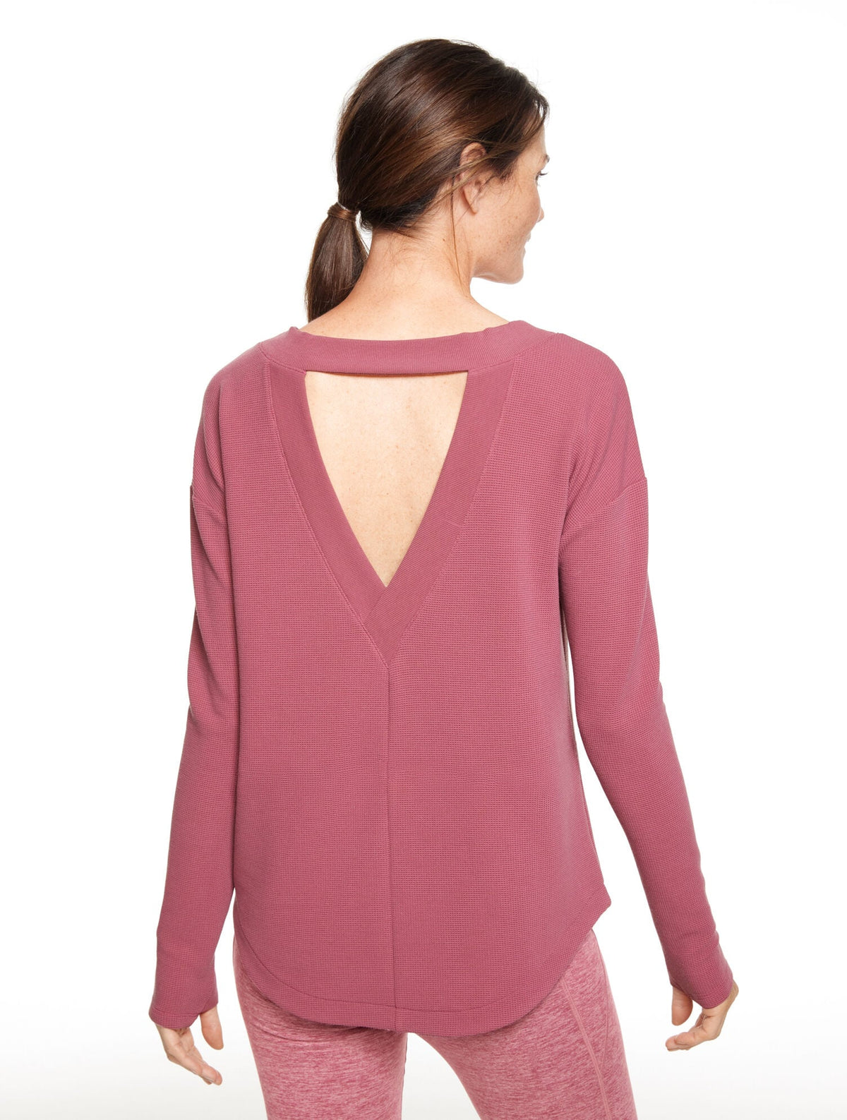 TECH WAFFLE KNIT OPEN BACK PULLOVER | Talbots