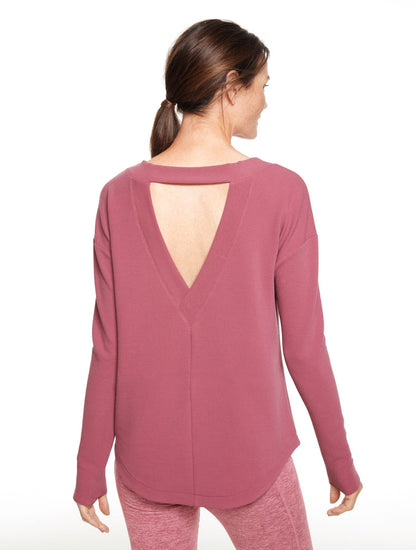 TECH WAFFLE KNIT OPEN BACK PULLOVER | Talbots
