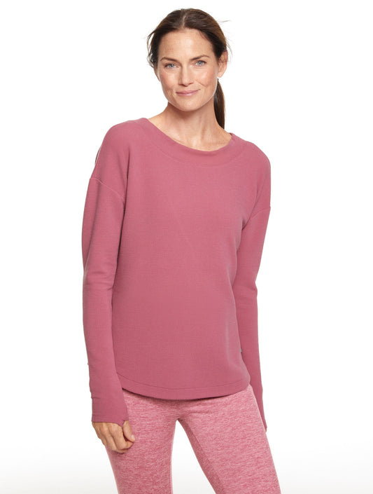 TECH WAFFLE KNIT OPEN BACK PULLOVER | Talbots