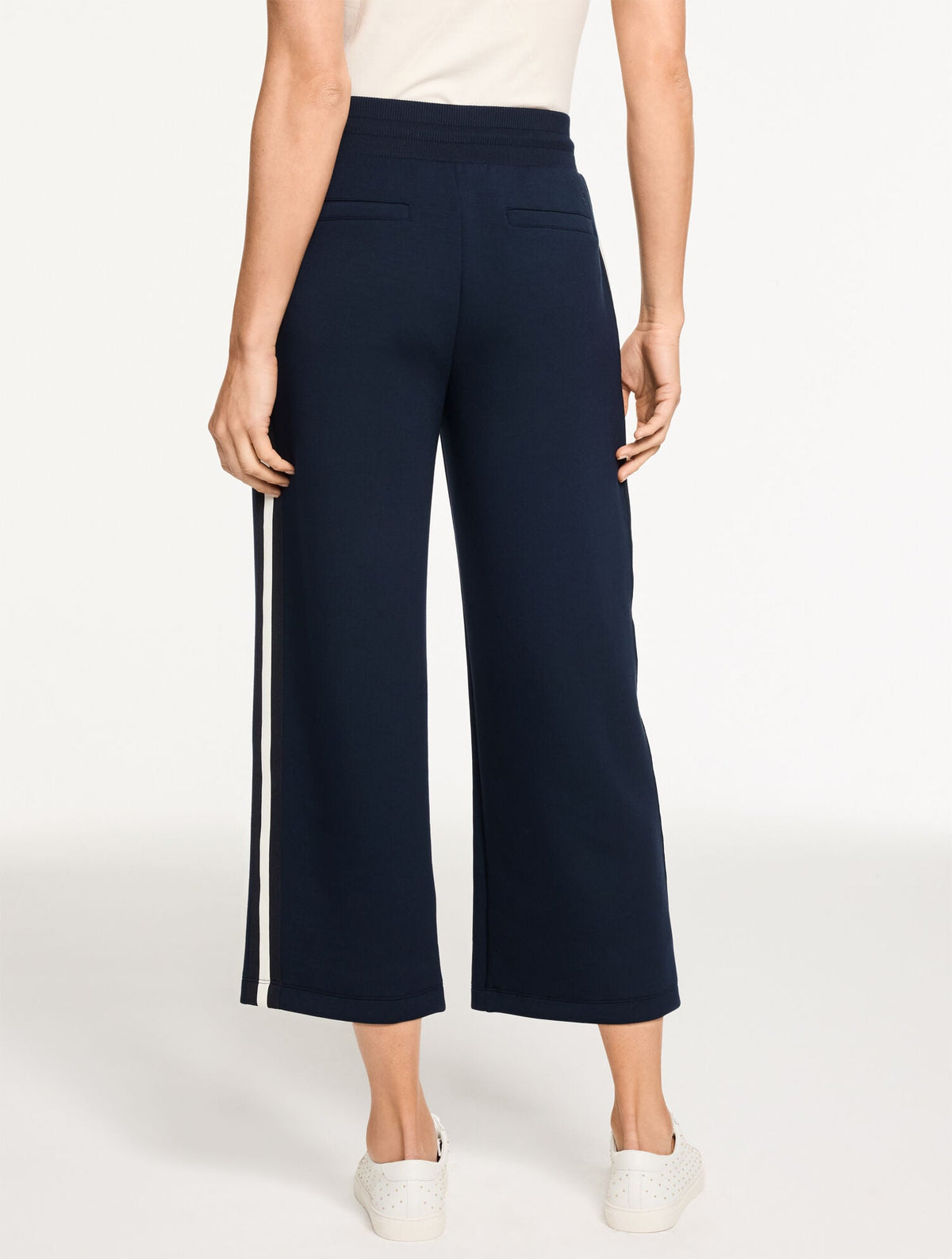 AIRKNIT STRETCH WIDE CROP SIDE STRIPE PANTS | Talbots
