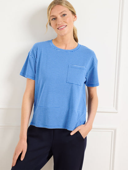 SUPERSOFT JERSEY BOXY CREWNECK TEE - ESSEX STRIPE | Talbots