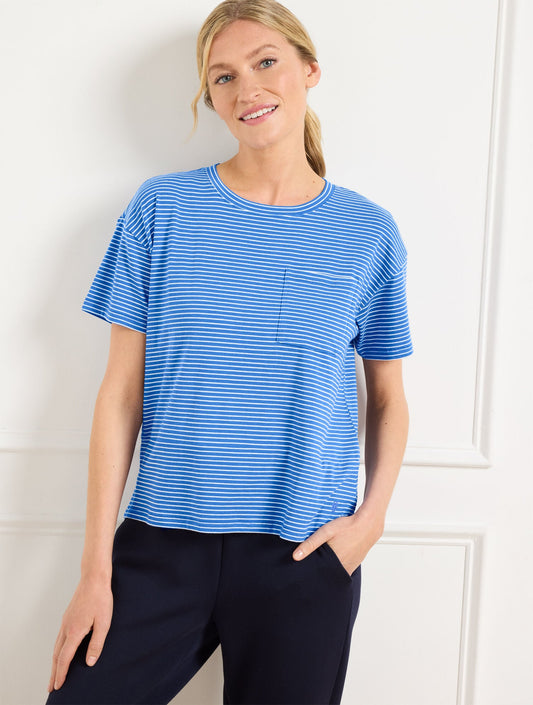 SUPERSOFT JERSEY BOXY CREWNECK TEE - ESSEX STRIPE | Talbots