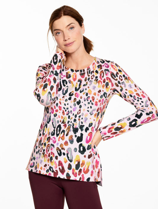 SUPERSOFT JERSEY CREWNECK TEE - WATERCOLOR LEOPARD | Talbots