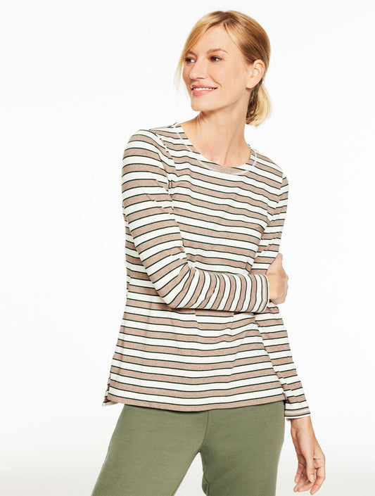 SUPERSOFT JERSEY CREWNECK TEE - BATTERSEA STRIPE | Talbots