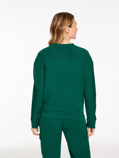 AIRKNIT STRETCH RIBBED CREWNECK PULLOVER | Talbots