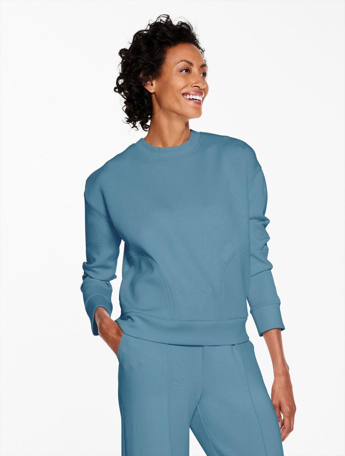 AIRKNIT STRETCH RIBBED CREWNECK PULLOVER | Talbots