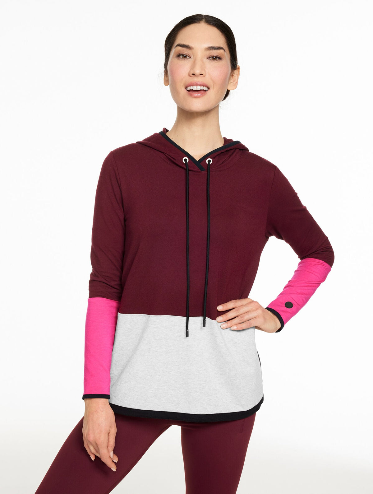 COLORBLOCK BUNGEE HEM HOODIE | Talbots