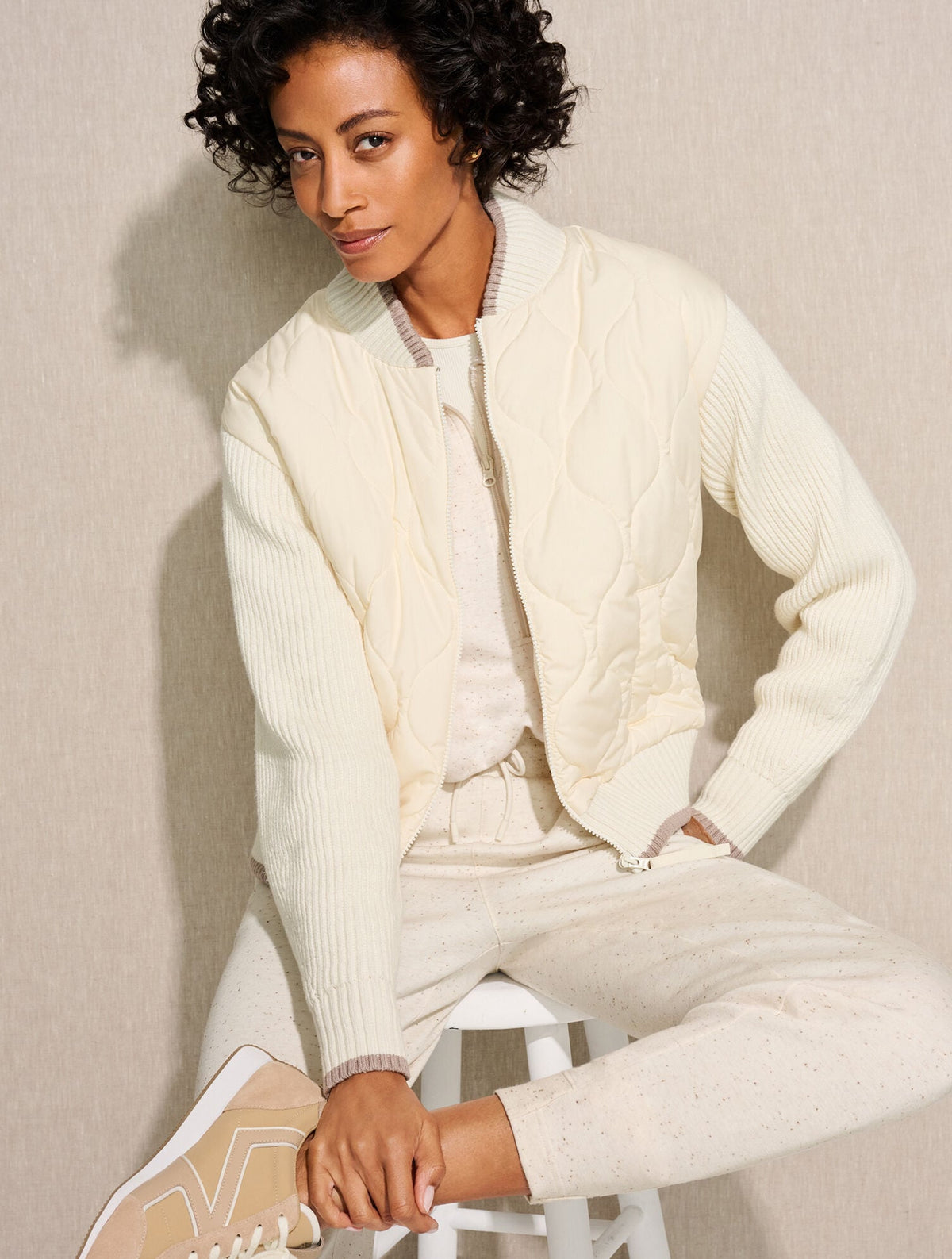QUILTED SWEATER BOMBER | Talbots