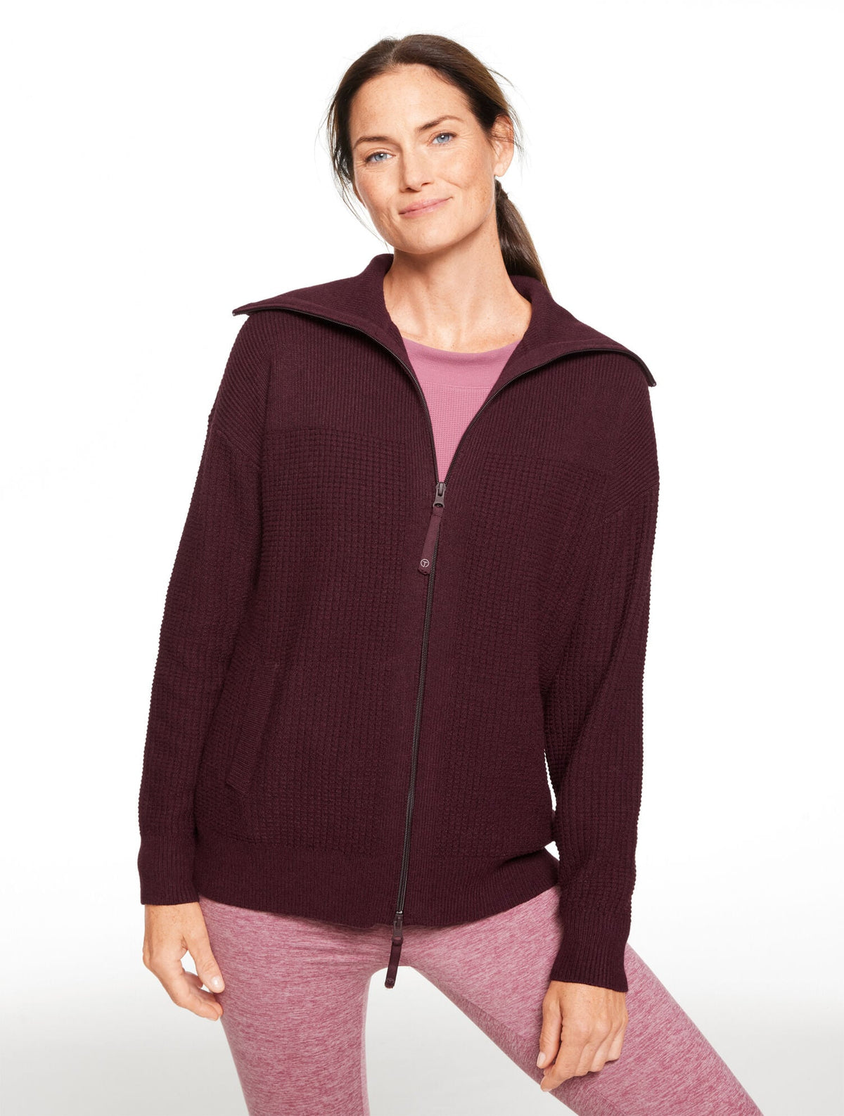 WAFFLE KNIT SWEATER JACKET | Talbots