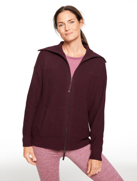 WAFFLE KNIT SWEATER JACKET | Talbots