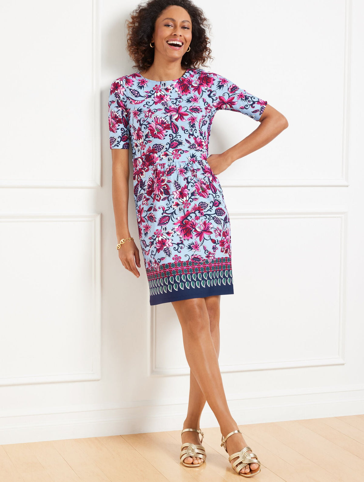 EFFORTLESS JERSEY SHEATH DRESS - GORGEOUS GARDEN | Talbots