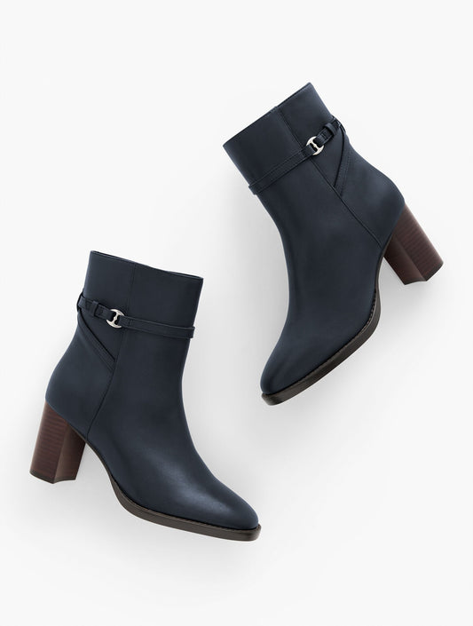 CLAUDETTE NAPPA BLOCK HEEL ANKLE BOOTS | Talbots