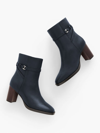 CLAUDETTE NAPPA BLOCK HEEL ANKLE BOOTS | Talbots