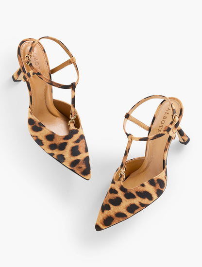 EVELYN LEOPARD SUEDE FLARE HEEL PUMPS | Talbots