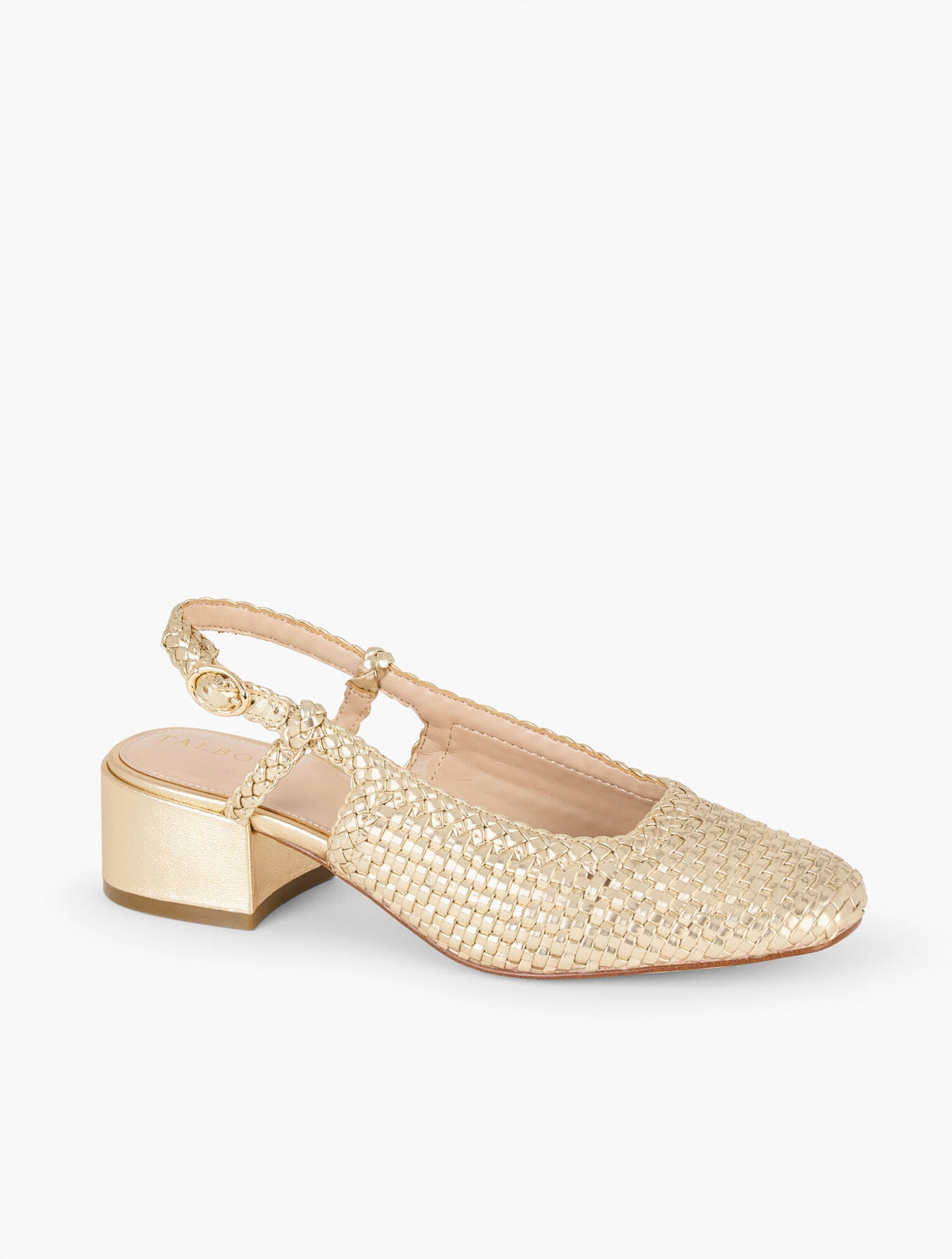 MARLOW METALLLIC WOVEN SLINGBACK FLATS | Talbots