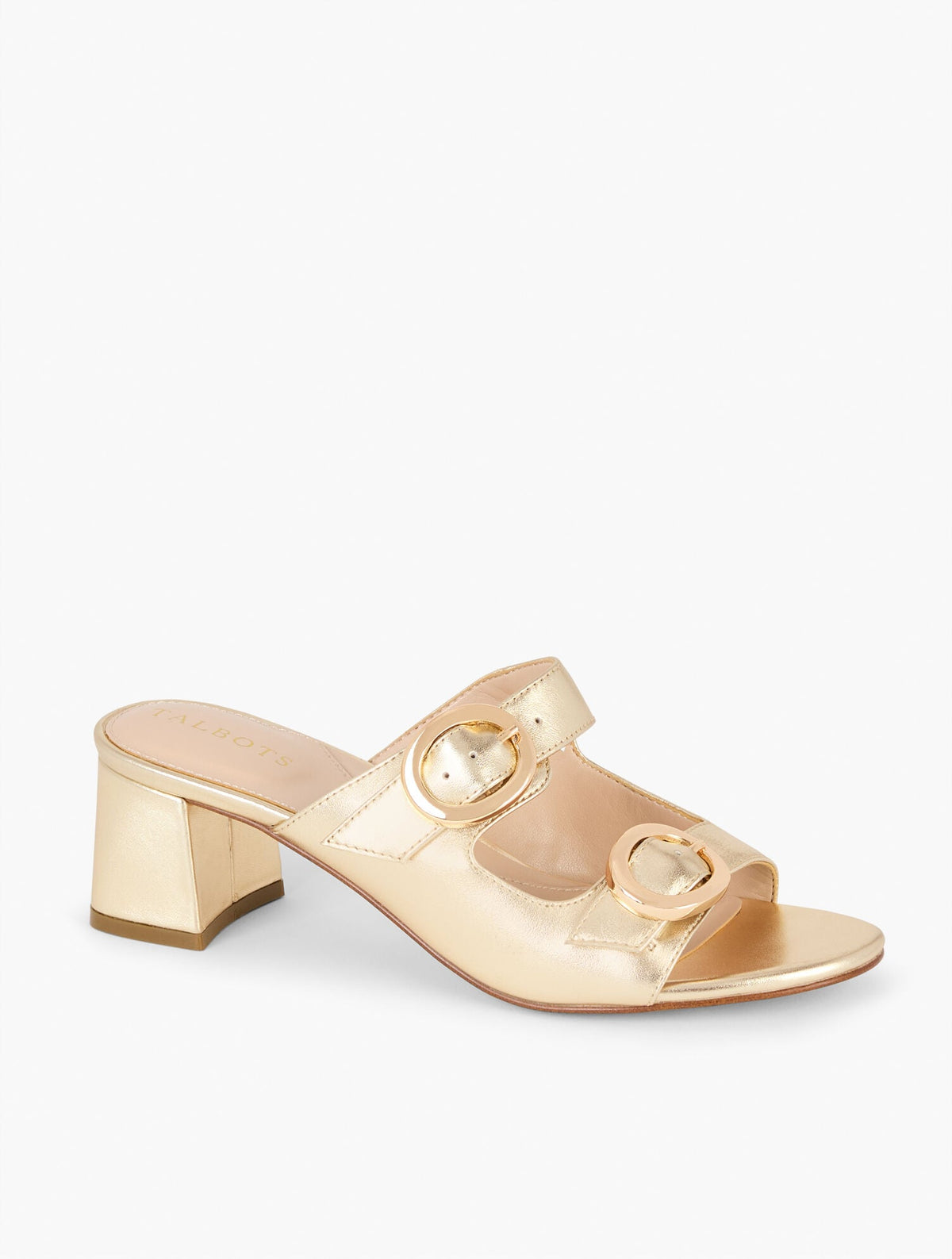 MILLIE STRAPS METALLIC NAPPA BLOCK HEEL SANDALS | Talbots