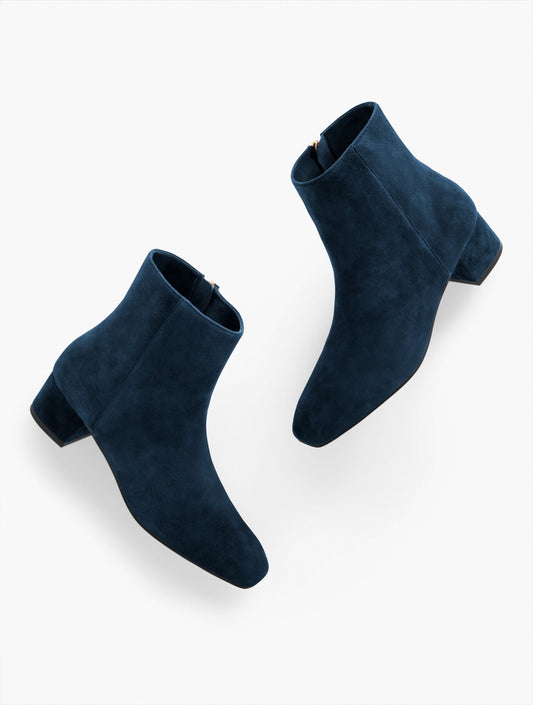 PERLA SUEDE BLOCK HEEL ANKLE BOOTS | Talbots