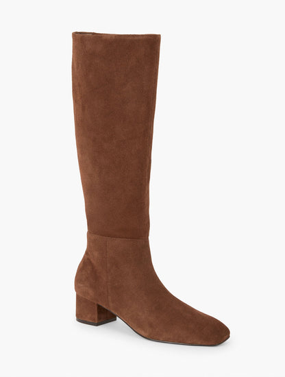 PERLA TALL SUEDE BLOCK HEEL BOOTS | Talbots