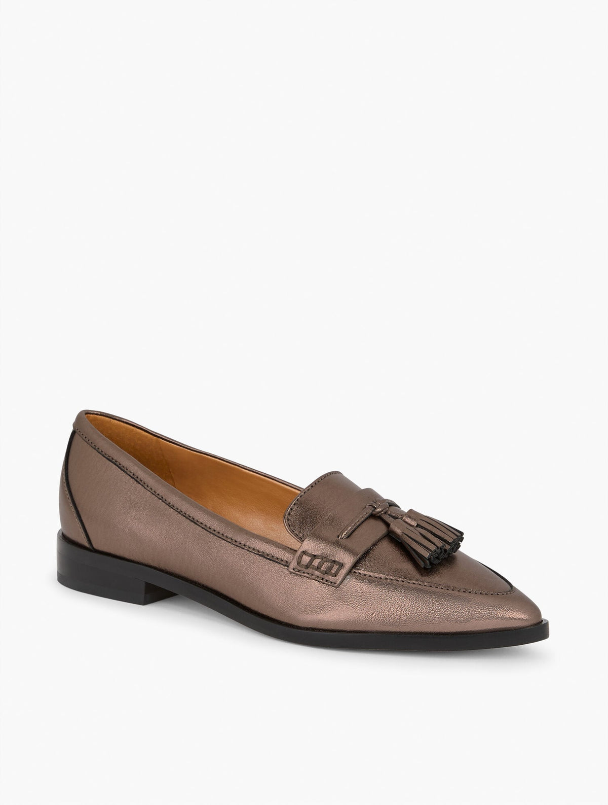 REECE METALLIC POINTED TOE LEATHER LOAFERS | Talbots