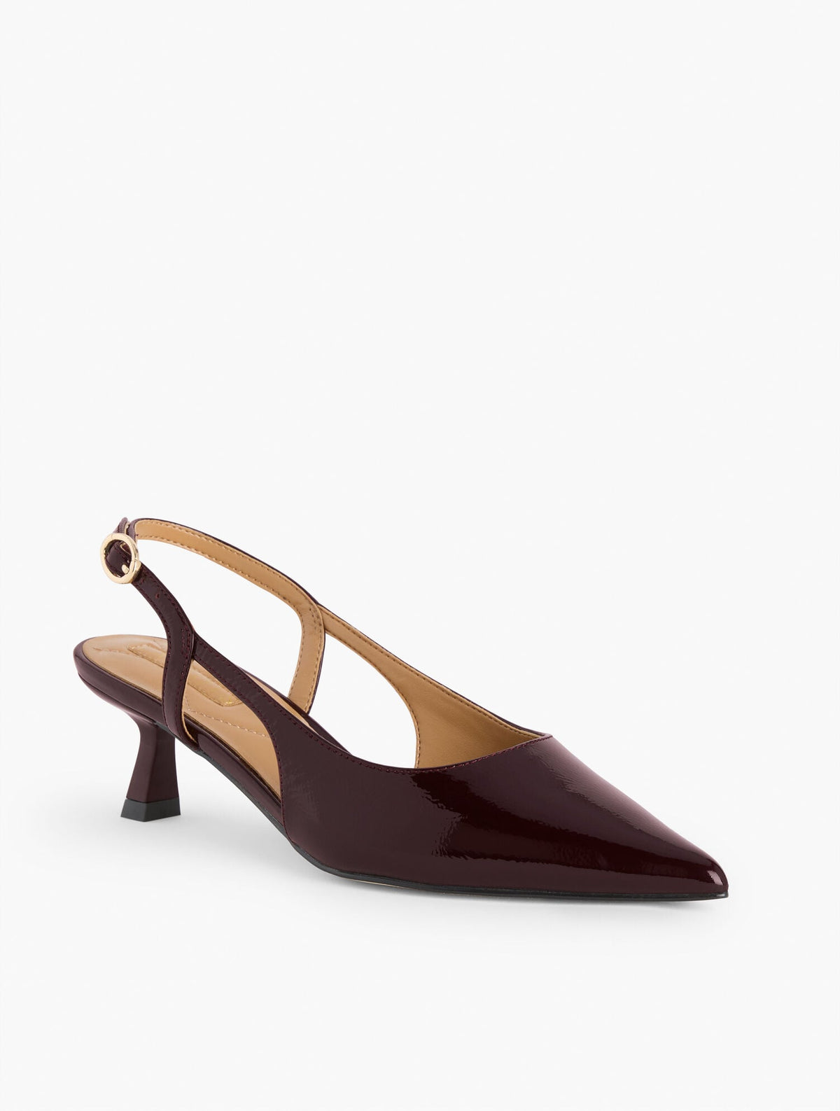 OLIVIA SLINGBACK KITTEN HEEL PUMPS - CRINKLE PATENT | Talbots