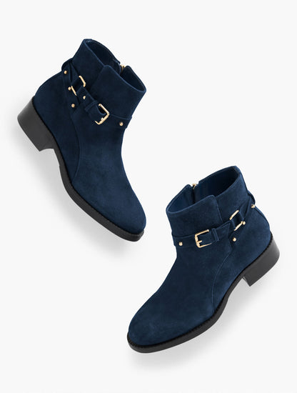 WAVERLY STUDS SUEDE ANKLE BOOTS | Talbots