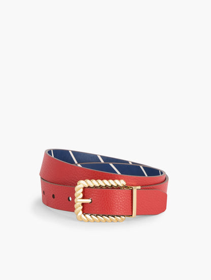 REVERSIBLE LEATHER BELT - STRIPE | Talbots