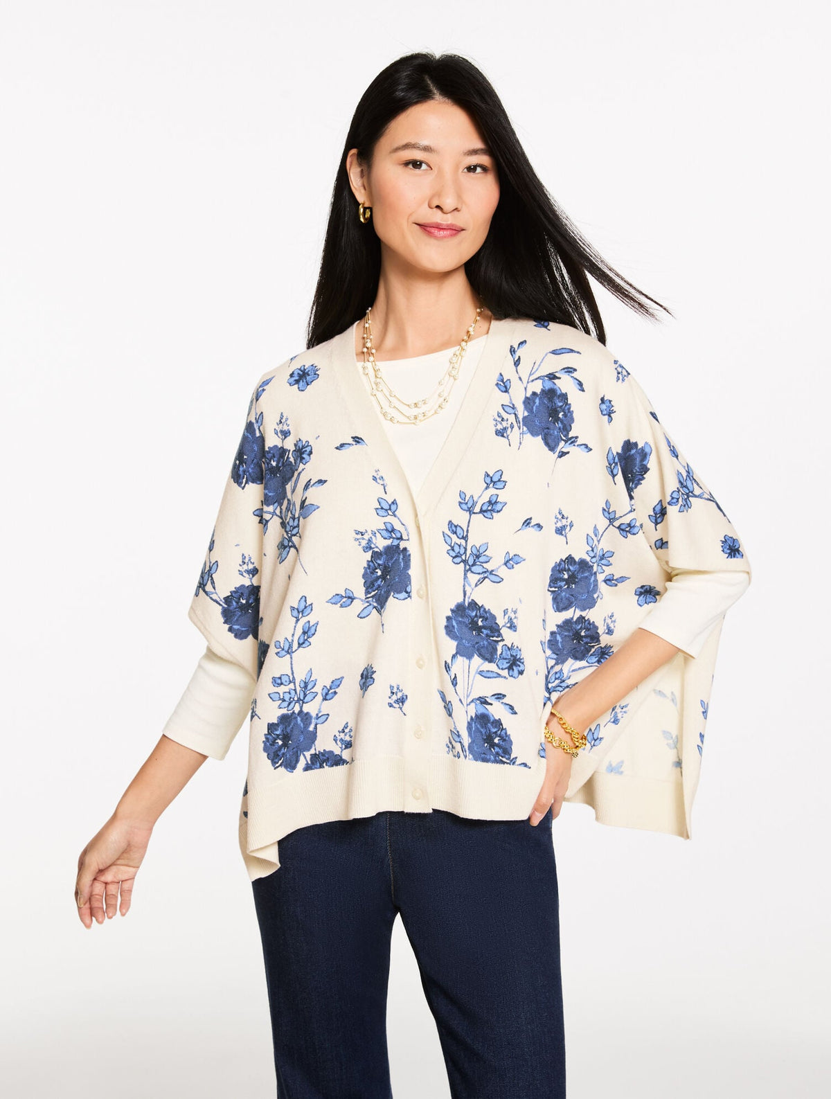 ROSETTE CHARM PONCHO | Talbots