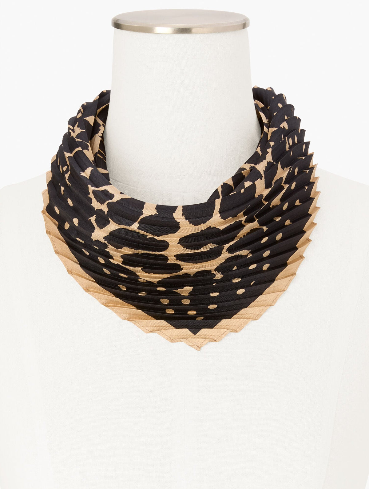 DOTS & ANIMAL PLEATED SILK SQUARE SCARF | Talbots