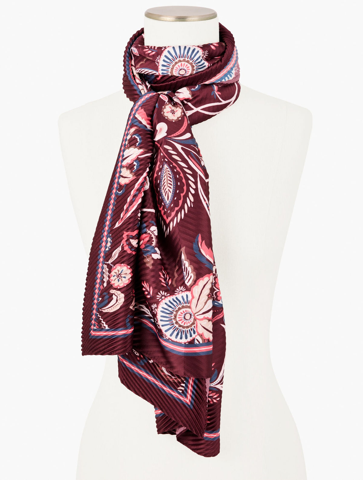 ECHO PLEATED LIVELY FLORAL OBLONG SCARF | Talbots