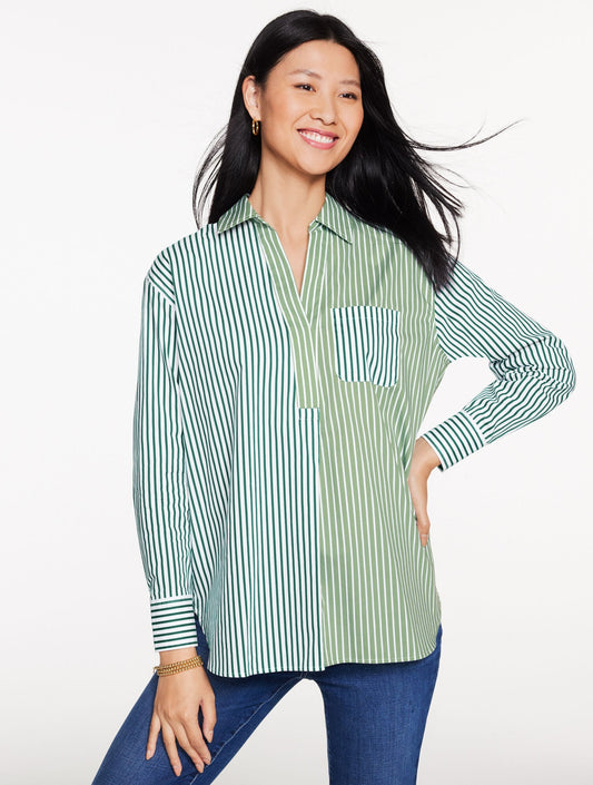 POPLIN TOP - TAILORED STRIPE | Talbots