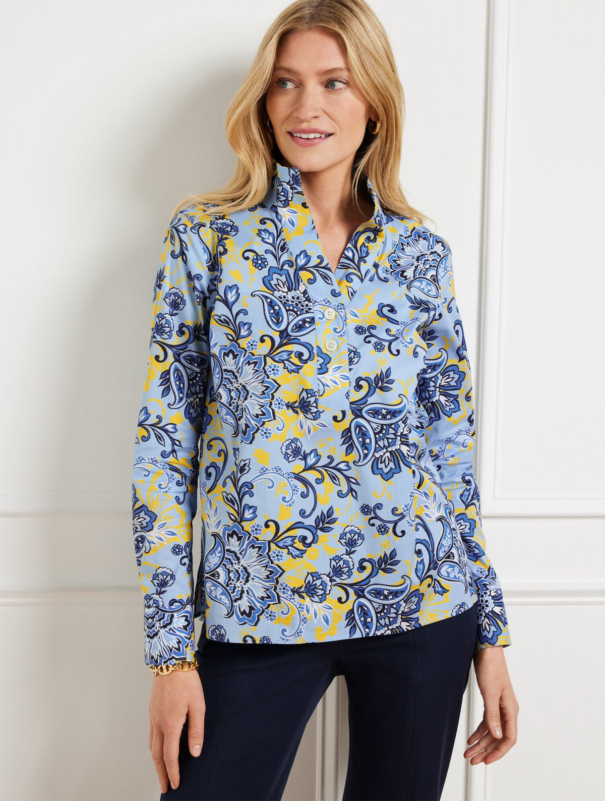 NON-IRON POPOVER - IKAT FLOWERS | Talbots