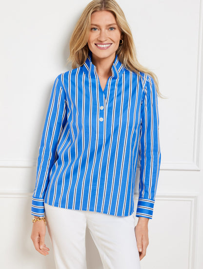 NON-IRON POPOVER - DASHING STRIPE | Talbots