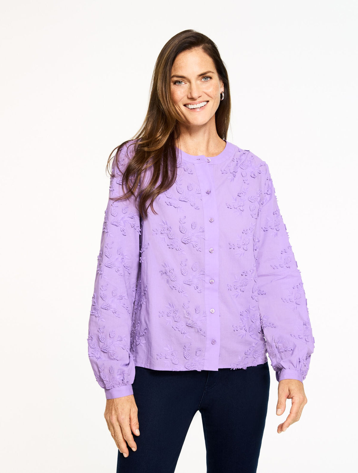 LILY FLORAL EMBROIDERED TOP | Talbots