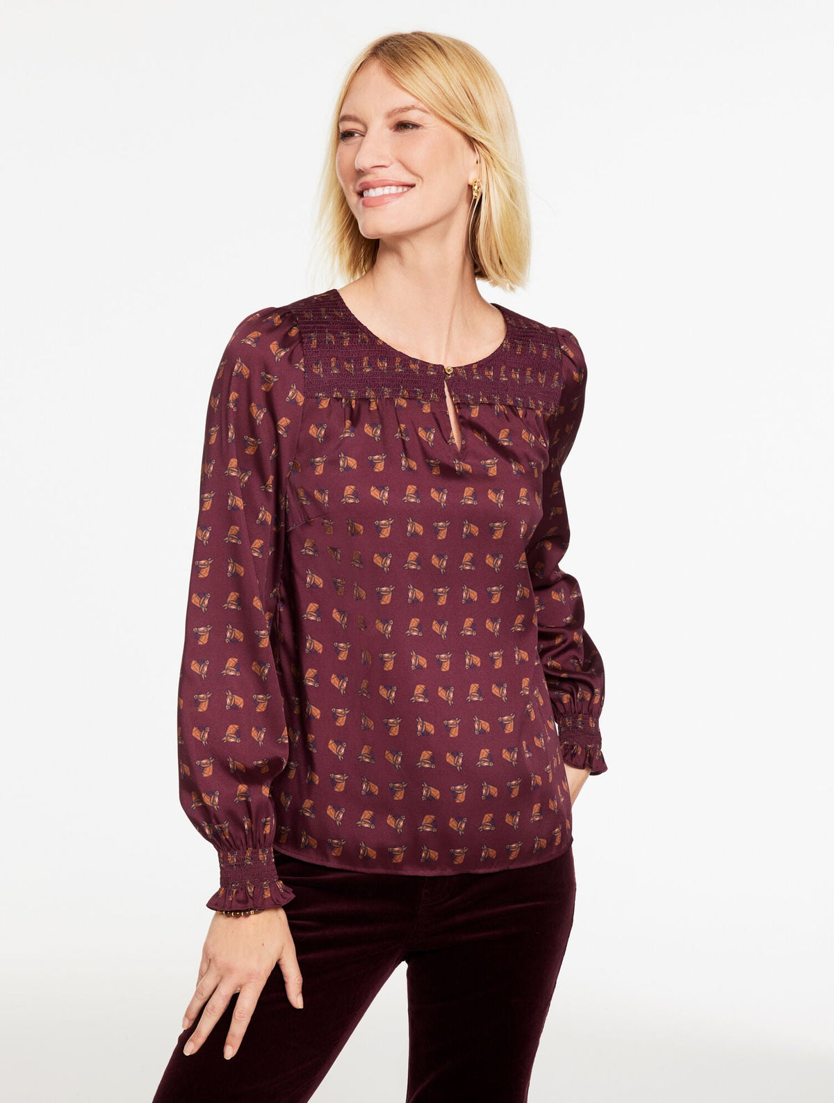 SMOCKED TOP - CHARMING HORSE | Talbots