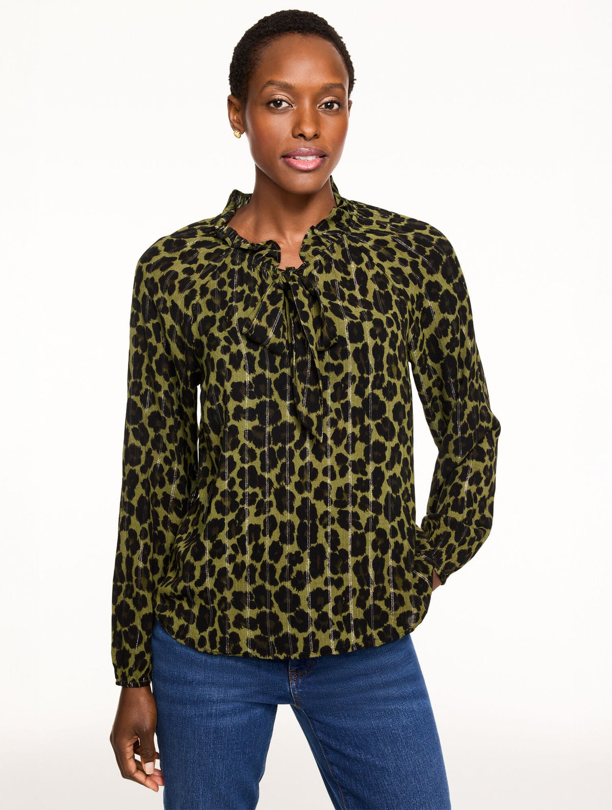 TIE NECK TOP - OPULENT OCELOT | Talbots