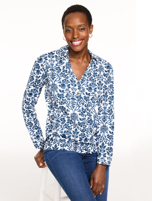 NON-IRON POPOVER - SPECKLED SCROLL | Talbots
