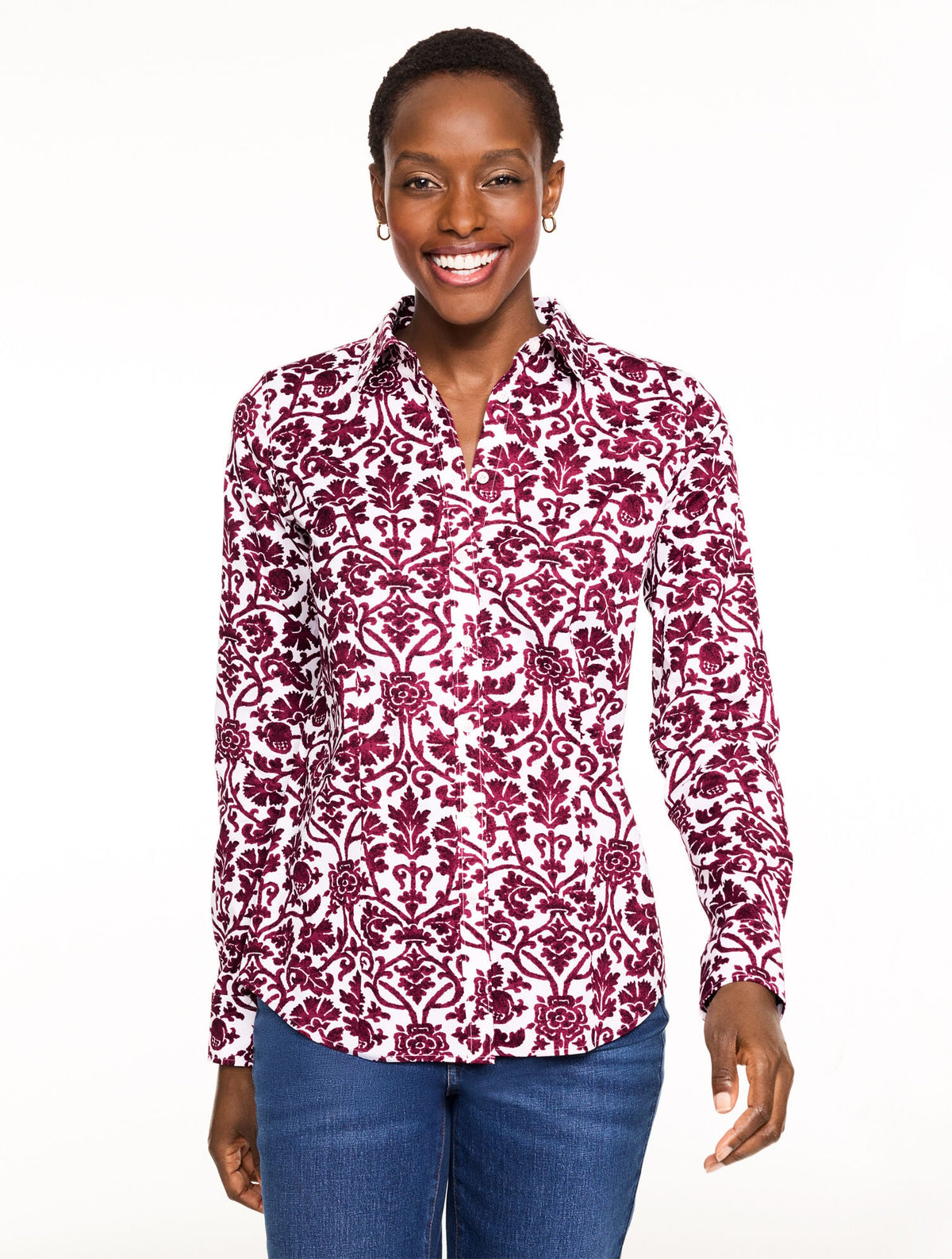 NON-IRON PERFECT SHIRT - SPECKLED SCROLL | Talbots