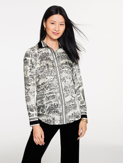 BUTTON FRONT SHIRT - LONDON MAP | Talbots