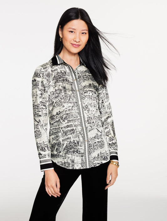 BUTTON FRONT SHIRT - LONDON MAP | Talbots