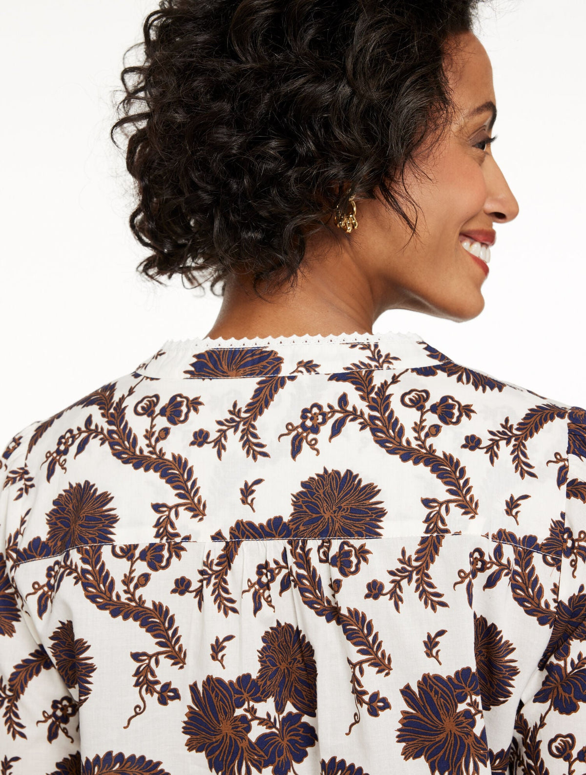 LACE TRIM PINTUCK TOP - CLIMBING CHRYSANTHEMUMS | Talbots